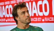Aston Martin's Spanish driver Fernando Alonso speaks during the drivers press conference of the Monaco Formula One Grand Prix in Monaco on May 25, 2023. Photo by ANDREJ ISAKOVIC / AFP