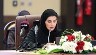 Minister of Social Development and Family H E Maryam bint Ali bin Nasser Al Misnad speaking at the conference.