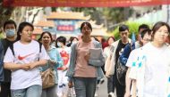 Students leave after their first exam during the first day of the National College Entrance Examination (NCEE), known as “gaokao”, in Nanjing, in China's eastern Jiangsu province on June 7, 2023. Photo by AFP