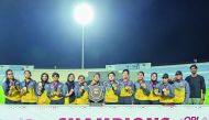 Al Bidda Knights players and officials pose for a photograph after winning the final.