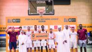 Qatar players and officials pose for a group photo after winning the FIBA 3x3 U-23 Nations League West Asia Conference. Qatar topped the Conference with 520 points to advance.