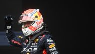Winner Red Bull Racing's Dutch driver Max Verstappen celebrates after the Formula One Austrian Grand Prix at the Red Bull race track in Spielberg, Austria on July 2, 2023. (Photo by VLADIMIR SIMICEK / AFP)