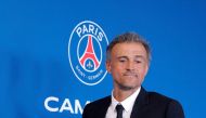 Paris Saint-Germain's newly appointed Spanish head coach Luis Enrique leaves at the end of a press conference to announce the presentation of the new coach, at the new 'campus' of French L1 Paris Saint-Germain (PSG) football club at Poissy, west of Paris on July 5, 2023. (Photo by Geoffroy Van der Hasselt / AFP)
