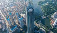 This aerial photo taken on July 17, 2023 shows buildings in Shenyang, in China's northeastern Liaoning province. Photo by AFP