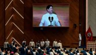 Philippine President Ferdinand Marcos Jr delivers his speech during the State of the Nation Address (SONA) at the House of Representatives in Quezon City on July 24, 2023. (Photo by JAM STA ROSA / AFP)
