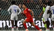 China's forward #07 Wang Shuang (C) celebrates scoring her team's first goal during the Australia and New Zealand 2023 Women's World Cup Group D football match between China and Haiti at Hindmarsh Stadium in Adelaide on July 28, 2023. (Photo by Brenton EDWARDS / AFP)
