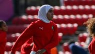 Morocco's defender #03 Nouhaila Benzina warms up before the start of the Australia and New Zealand 2023 Women's World Cup Group H football match against South Korea in Adelaide on July 30, 2023. (Photo by Brenton Edwards / AFP)