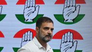 (Files) In this file photo taken on August 4, 2023, India's Congress party leader Rahul Gandhi arrives for a media briefing at the party headquarters in New Delhi (Photo by Arun Sankar / AFP)
 