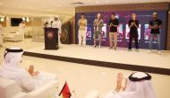 Al Rayyan's new recruits, Andre Amaro, Roger Guedes, Rodrigo Moreno, Gabriel Pereira and Thiago Mendez are presented during the unveiling ceremony of the club's strategy for the upcoming season, 'Plan 76', at Ahmad Bin Ali Stadium, yesterday. 