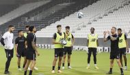 Al Sadd players in action during a training session.