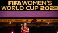 Spain's midfielder Aitana Bonmati poses after receiving the 'Golden Ball' award after winning the Australia and New Zealand 2023 Women's World Cup final football match between Spain and England at Stadium Australia in Sydney on August 20, 2023. (Photo by Franck Fife / AFP)