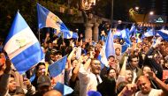 Supporters of Guatemalan presidential candidate for the Semilla party, Bernardo Arevalo, celebrate the results of the presidential run-off election in Guatemala City, on August 20, 2023. (Photo by Johan Ordonez / AFP)
 