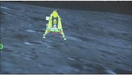 This handout screen grab taken and received from the live feed of Indian Space Research Organisation (ISRO) website on August 23, 2023, shows the successful lunar landing of Chandrayaan-3 spacecraft on the south pole of the Moon. (Photo by ISRO / AFP) 