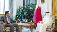 Prime Minister and Minister of Foreign Affairs H E Sheikh Mohammed bin Abdulrahman bin Jassim Al Thani meeting with Minister of Foreign Affairs and Expatriate of the Republic of Yemen H E Dr. Ahmad Awad bin Mubarak at his Amiri Diwan office yesterday.