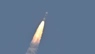 PSLV XL rocket carrying the Aditya-L1 spacecraft, the first space-based Indian observatory to study the Sun, is launched from the Satish Dhawan Space Centre in Sriharikota on September 02, 2023. (Photo by R. Satish Babu / AFP)