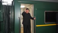 This picture taken on September 10, 2023 and released from North Korea's official Korean Central News Agency (KCNA) on September 12, 2023 shows North Korea's leader Kim Jong Un (C) waving as he departs by train from Pyongyang for a visit to Russia. (Photo by KCNA VIA KNS / AFP) 