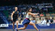 Nour El Sherbini in action against Tinne Gilis.