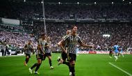 Juventus' Serbian forward #09 Dusan Vlahovic (C) celebrates after scoring his team's third goal during the Italian Serie A football match between Juventus and Lazio at the “Allianz Stadium” in Turin, on September 16, 2023. (Photo by MARCO BERTORELLO / AFP)
