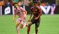 Ajani Fortune #35 of Atlanta United controls the ball against David Ruiz #41 of Inter Miami CF during the second half in Atlanta, Georgia. Michael Zarrilli/Getty Images/AFP 