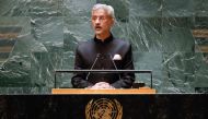 India's Foreign Minister Subrahmanyam Jaishankar addresses the 78th United Nations General Assembly at UN headquarters in New York City on September 26, 2023. (Photo by Kena Betancur / AFP)