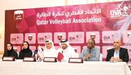 QVA President Ali bin Ghanem Al Kuwari (third right) speaks during the press conference.
