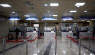 Passport control counters are pictured inside Aleppo International Airport, in Aleppo, Syria, on February 19, 2020. File Photo / Reuters