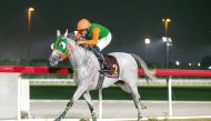Ietibar under Faleh Bughanaim races to victory for the Asherij Cup at Al Rayyan Racecourse yesterday. PIC: Juhaim/QREC