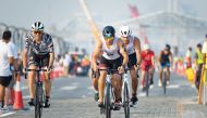 Action during the Old Doha Port Triathlon on Friday.
