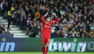 Liverpool's Colombian midfielder #07 Luis Diaz reacts during the UEFA Europa League Group E football match between Toulouse FC (TFC) and Liverpool at the Stadium de Toulouse, in Toulouse, southwestern France on November 9, 2023. (Photo by Charly TRIBALLEAU / AFP)