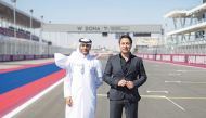 Executive Director of Qatar Motor and Motorcycle Federation and CEO of Lusail International Circuit Amro Al Hamad and General Manager of W Doha Wassim Daageh during the event at Lusail International Circuit track.