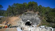A view of the collapsed under construction Silkyara tunnel in the Uttarkashi district of India's Uttarakhand state, on November 24, 2023. Photo by Arun SANKAR / AFP