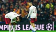 Manchester United's Portuguese midfielder #08 Bruno Fernandes reacts at the end of the UEFA Champions League 1st round, day 5, Group A football match between Galatasaray and Manchester United at Ali Sami Yen Spor Kompleksi in Istanbul, on November 29, 2023. (Photo by Yasin Akgul / AFP)