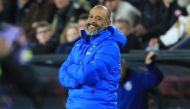 Tottenham Hotspur's Portuguese head coach Nuno Espirito Santo gestures on the touchline during the English League Cup round of 16 football match between Burnley and Tottenham Hotspur at Turf Moor in Burnley, north-west England on October 27, 2021. (Photo by Lindsey Parnaby / AFP)