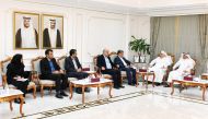Qatar Chamber board member Nasser bin Sulaiman Al Haider with the Deputy Advisor for Economic Affairs in the Iranian Yazd Province Ahmed Akhondi and other delegates during the meeting.