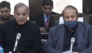 President Pakistan Muslim League-Nawaz Shehbaz Sharif addressing a meeting with former Pakistani Prime Minister Nawaz Sharif 
