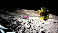 This handout photo released on January 25, 2024 from the Japan Aerospace Exploration Agency (JAXA) and credited to JAXA, Takara Tomy, Sony Group Corporation and Doshisha University shows an image of the lunar surface taken and transmitted by LEV-2 