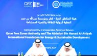 Minister of State and Chairman of Qatar Free Zones Authority H E Dr. Ahmad Al Sayed and Chairman of the Al-Attiyah Foundation H E Abdullah bin Hamad Al Attiyah signs agreement to enhance cooperation.