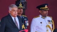 Sri Lankan President Ranil Wickremesinghe (L) attends the Sri Lanka's 76th Independence Day celebrations at the Galle Face Green in Colombo on February 4, 2024. (Photo by AFP)
