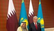 QBA Chairman Sheikh Faisal bin Qassim Al Thani with the President of the Republic of Kazakhstan, H E Kassym-Jomart Tokayev during the meeting yesterday. 