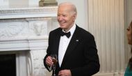 US President Joe Biden hosts US governors and their spouses for a black-tie dinner following the National Governors Association meetings in the State Dining Room of the White House in Washington, DC, February 24, 2024. (Photo by SAUL LOEB / AFP)
