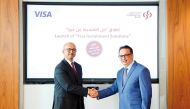 EGM and Head of Retail Banking of Commercial Bank, Shahnawaz Rasheed and Visa’s VP and General Manager for Qatar and Kuwait, Shashank Singh during the launch of 'Visa Installment Solutions'.