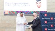 Sheikh Hamad Abdulla Jassim Al Thani, Chief Executive Officer of Vodafone Qatar, with CMU-Q dean Michael Trick.