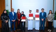 From left: Dr. Kholoud Salman Al Hail, Dr. Rachid Bendriss,  Noha Saleh, Fatima Mohammed Al Abdulla, Khalid Abdulrahman Al Nabti, Sultan Al Malki, Dr. Javaid Sheikh, and  Sarah Saldanha. 