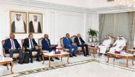Qatar Chamber board member, Mohamed bin Ahmed Al Obaidli with the Minister of Foreign Affairs, Cooperation, and Regional Integration of the Republic of Cabo Verde, H E Rui Alberto de Figueiredo Soares, and his accompanying delegation during the meeting.