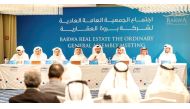 Chairman of the Board of Directors of Barwa Real Estate H E Abdullah bin Hamad bin Abdullah Al Attiya with other officials at the meeting, yesterday.