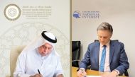 Chairman of the Al-Attiyah Foundation, H E Abdullah bin Hamad Al-Attiyah and President of CFTNI, Paul Saunders during the MoU signing held virtually.