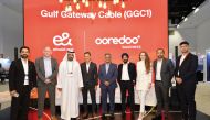 Najib Khan, Group Chief Business Services Officer, Ooredoo; Nabil Baccouche, Group Chief Carrier and Wholesale Officer, e& with other officials.