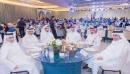 Minister of Environment and Climate Change and MD & CEO of Qatar Rail H E Dr. Abdulla bin Abdulaziz bin Turki Al Subaie with high-ranking officials  and staff of Qatar Rail during the Iftar event.