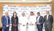 QNB Group Chief Business Officer, Yousef Mahmoud Al Neama; Visa’s VP and General Manager for Qatar and Kuwait, Shashank Singh pose for a group photo with other officials.
