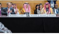 Minister of Finance, H E Ali bin Ahmed Al Kuwari with the Minister of Finance of Saudi Arabia, H E Mohammed Al Jadaan and other delegation during the meeting.
